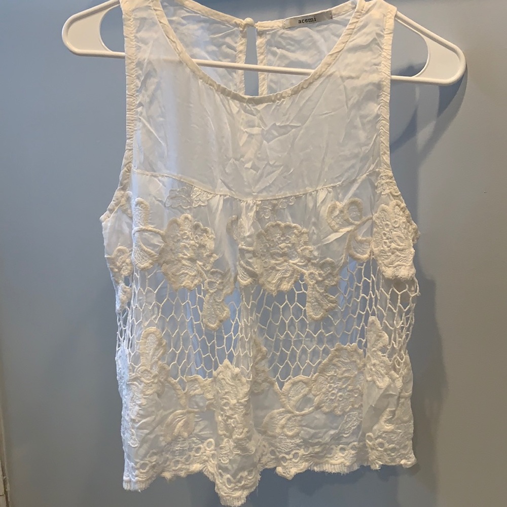 Acemi white lace tank top